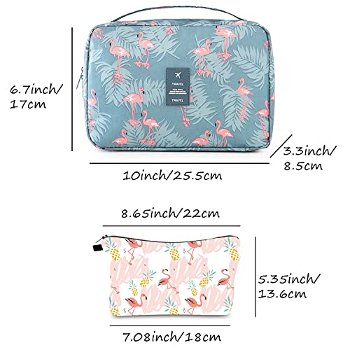LABOTA Bolsa de Aseo Colgante para Mujer, Neceser Maquillaje Grande para Mujer, Bolsa de Aseo Impermeable, Organizador cosmético, Neceser de Viaje y una pequeña bolsa de maquillaje portátil