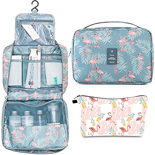 LABOTA Bolsa de Aseo Colgante para Mujer, Neceser Maquillaje Grande para Mujer, Bolsa de Aseo Impermeable, Organizador cosmético, Neceser de Viaje y una pequeña bolsa de maquillaje portátil