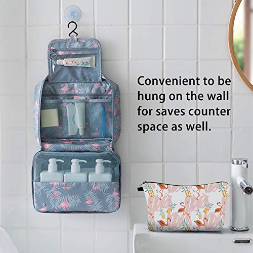 LABOTA Bolsa de Aseo Colgante para Mujer, Neceser Maquillaje Grande para Mujer, Bolsa de Aseo Impermeable, Organizador cosmético, Neceser de Viaje y una pequeña bolsa de maquillaje portátil