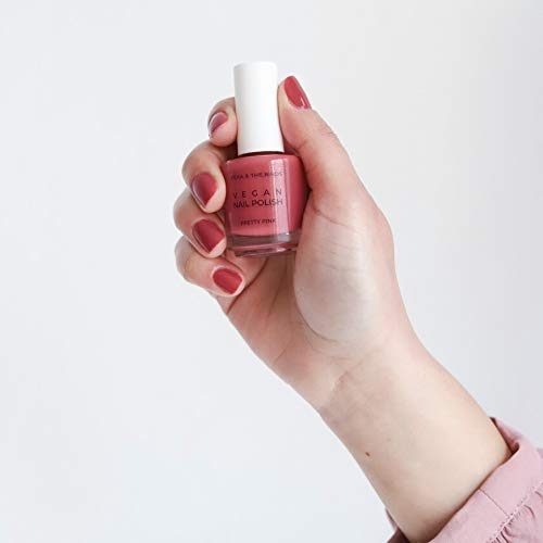 Laca de uñas color rosa "Vegan nail polish Pretty pink" | Larga duración | Vegano | Tono rosa | Fórmula natural | 14ml