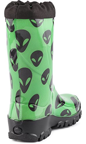 Ladeheid Botas de Agua en PVC Unisex Niños Niñas LARB015 (Verde/Fantasma, 31/32 EU)