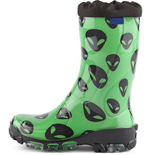 Ladeheid Botas de Agua en PVC Unisex Niños Niñas LARB015 (Verde/Fantasma, 31/32 EU)