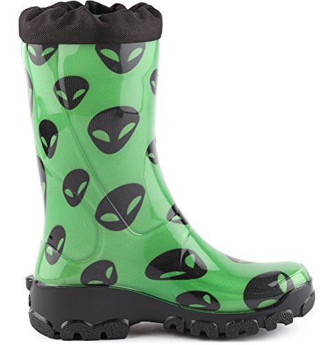 Ladeheid Botas de Agua en PVC Unisex Niños Niñas LARB015 (Verde/Fantasma, 31/32 EU)