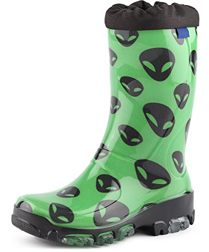 Ladeheid Botas de Agua en PVC Unisex Niños Niñas LARB015 (Verde/Fantasma, 31/32 EU)