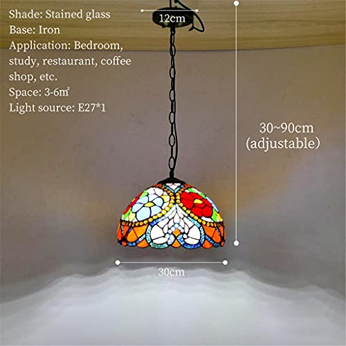 Lámpara De Araña De Estilo Tiffany De 12 Pulgadas, Forma De Corazón De Rosas Colgante De Vidrio Colgante, Lámpara De Vidrio Con Perlas De Cristal, Lámparas Colgantes De Techo Para Dormitorio Sala De E