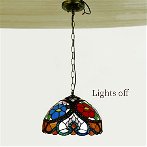 Lámpara De Araña De Estilo Tiffany De 12 Pulgadas, Forma De Corazón De Rosas Colgante De Vidrio Colgante, Lámpara De Vidrio Con Perlas De Cristal, Lámparas Colgantes De Techo Para Dormitorio Sala De E