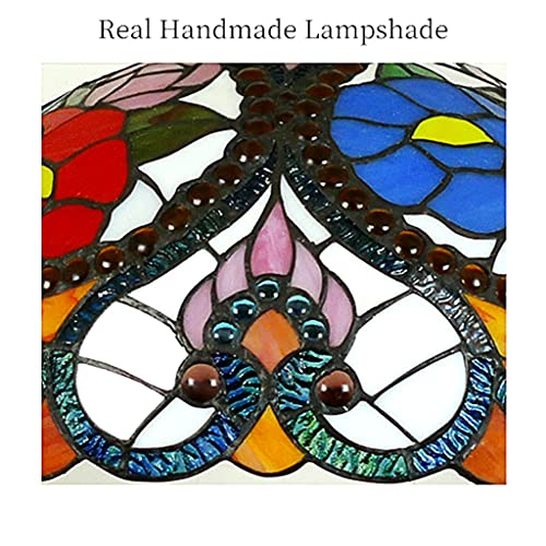 Lámpara De Araña De Estilo Tiffany De 16 Pulgadas, Forma De Corazón Rosas Colgante Colgante Luminaria, Lámpara De Vidrio Con Perlas De Cristal, Lámparas Colgantes De Techo Para Dormitorio Sala De Esta