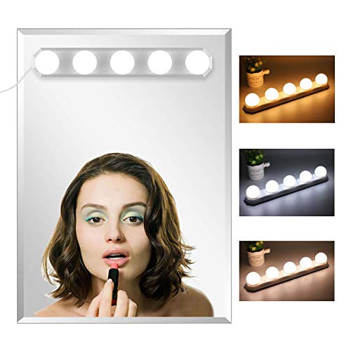 Lámpara de espejo LED, estilo Hollywood, regulable, lámpara de maquillaje, lámpara de maquillaje, tocador, iluminación de espejo para espejo de cosméticos, cuarto de baño o espejo, 5 LED Lampe