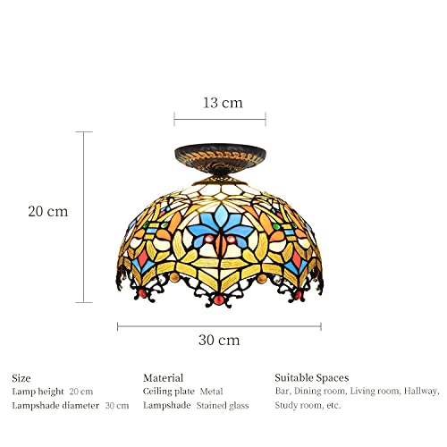 Lámpara De Techo De Estilo Tiffany Estilo De 12 Pulgadas, Colgante De Vidrio De Forma De Corazón, Accesorio De Iluminación, Pantalla De Vidrio, Iluminación De Techo Led Para Dormitorio, Sala De Estar,