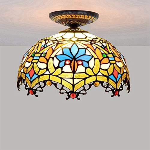 Lámpara De Techo De Estilo Tiffany Estilo De 12 Pulgadas, Colgante De Vidrio De Forma De Corazón, Accesorio De Iluminación, Pantalla De Vidrio, Iluminación De Techo Led Para Dormitorio, Sala De Estar,