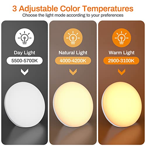 Lámpara Luminoterapia 12000 Lux, Kuubee lámpara de luz diurna anti-depresión, Lampara fototerapia de espectro completo con 3 colores y 5 brillos ajustables 4 temporizador, función de memoria
