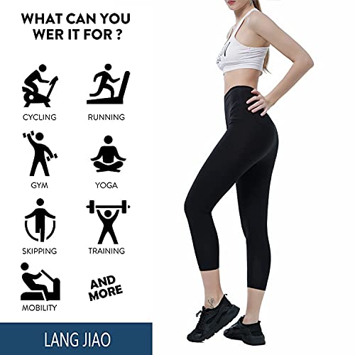 langjiao Pantalones de yoga para mujer, con compresión térmica fuerte, cintura ajustable, adelgazante, aceleración para perder peso, para mantener el vientre plano, larga., L - XL