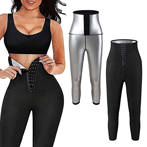 langjiao Pantalones de yoga para mujer, con compresión térmica fuerte, cintura ajustable, adelgazante, aceleración para perder peso, para mantener el vientre plano, larga., L - XL