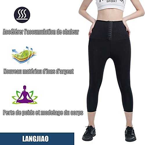 langjiao Pantalones de yoga para mujer, con compresión térmica fuerte, cintura ajustable, adelgazante, aceleración para perder peso, para mantener el vientre plano, larga., L - XL