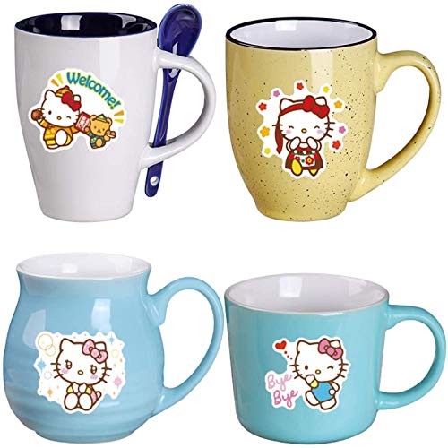 Lanseede 100pcs Pegatinas de Hello Kitty japonés Sanrio Kawaii Pegatinas estéticas Pegatinas de Vinilo para Botellas de Agua monopatín portátil Paquetes de Pegatinas Impermeables