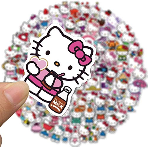 Lanseede 100pcs Pegatinas de Hello Kitty japonés Sanrio Kawaii Pegatinas estéticas Pegatinas de Vinilo para Botellas de Agua monopatín portátil Paquetes de Pegatinas Impermeables