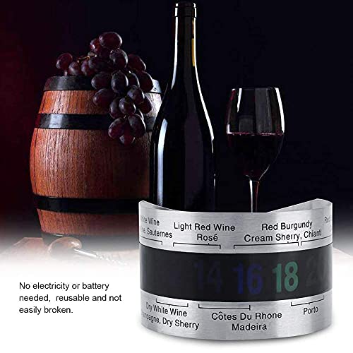LANTRO JS - Termómetros para vino de Acero Inoxidable, Digital LCD sensor de temperatura de vino espumoso tinto externo, Botella Cerveza Rojo Vinos Pulsera 4~24 ℃