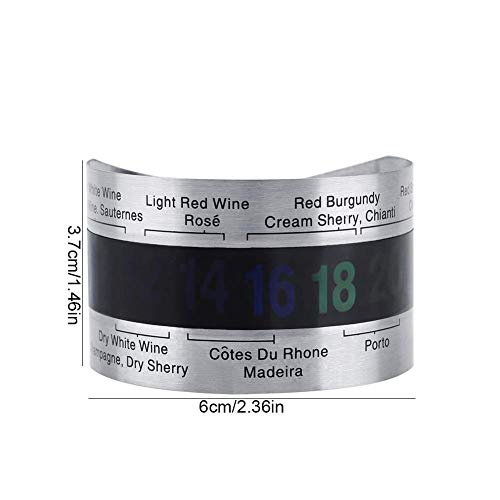 LANTRO JS - Termómetros para vino de Acero Inoxidable, Digital LCD sensor de temperatura de vino espumoso tinto externo, Botella Cerveza Rojo Vinos Pulsera 4~24 ℃