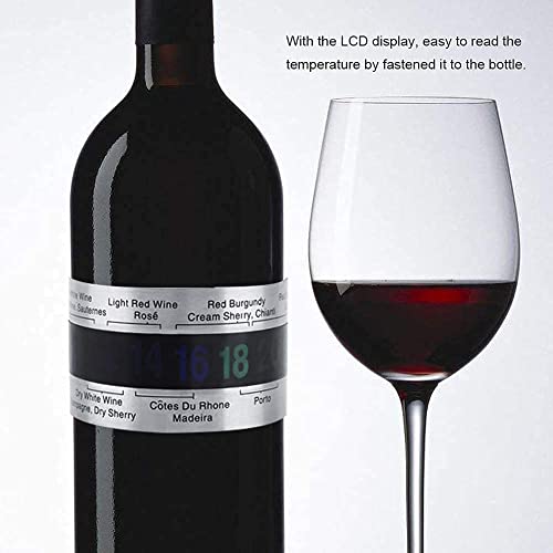 LANTRO JS - Termómetros para vino de Acero Inoxidable, Digital LCD sensor de temperatura de vino espumoso tinto externo, Botella Cerveza Rojo Vinos Pulsera 4~24 ℃