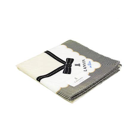 LANVIN] Beige Bufanda con Detalle de Lazo Negro y diseño de Rayas
