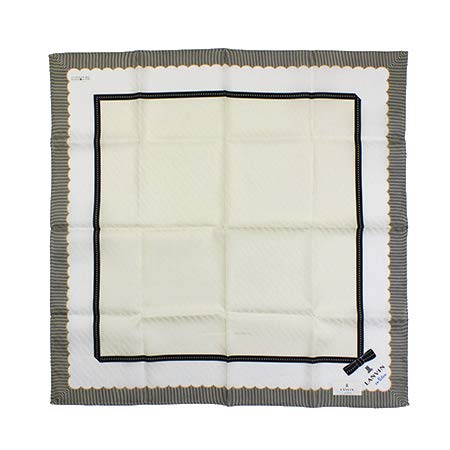 LANVIN] Beige Bufanda con Detalle de Lazo Negro y diseño de Rayas