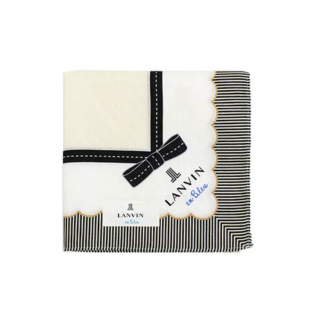 LANVIN] Beige Bufanda con Detalle de Lazo Negro y diseño de Rayas