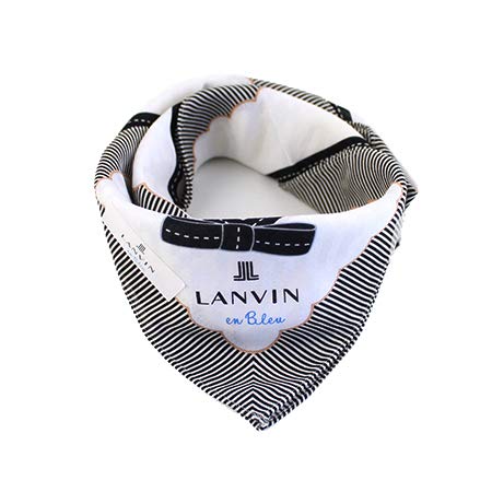 LANVIN] Beige Bufanda con Detalle de Lazo Negro y diseño de Rayas