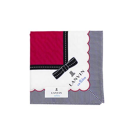 LANVIN] Caliente Rosa Bufanda con Detalle de Lazo Negro y diseño de Rayas