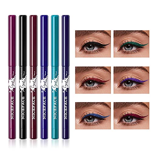 Lápices delineadores de ojos de 6 colores - Lápiz delineador de ojos en gel de colores, Lápiz delineador de ojos en gel mate, Kit de delineador de ojos colorido de larga duración a prueba de agua
