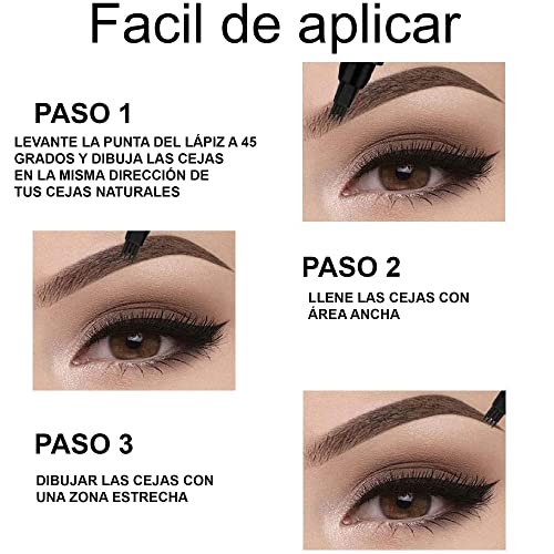 lapiz cejas microblading, lapiz cejas 4 puntas, perfilador de cejas, Cejas Naturales Cubre áreas Dispersas, Lápiz de Cejas resistente al agua (02 # Marrón Oscuro)