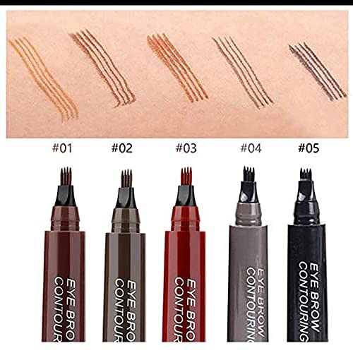lapiz cejas microblading, lapiz cejas 4 puntas, perfilador de cejas, Cejas Naturales Cubre áreas Dispersas, Lápiz de Cejas resistente al agua (02 # Marrón Oscuro)
