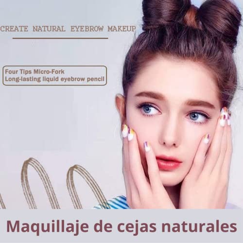 Lápiz de Cejas efecto Microblading Lápiz de cejas waterproof impermeable de 4 ramas microcuchilla maquillaje de cejas de larga duración Lápiz de Cejas líquido color Natural (#02 Dark Brown)