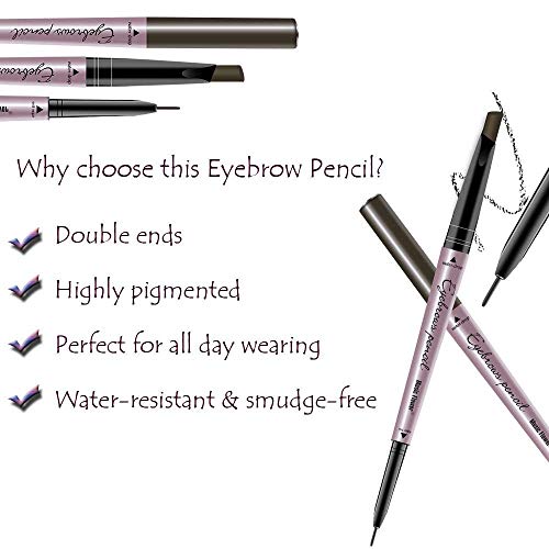 Lápiz de Cejas Resistente al Agua, Lapiz de Cejas con Tatuaje, Diferentes Formas de Lápiz de Cejas en Ambos Extremos, Utilizado Para el Maquillaje de Ojos (Marrón Oscuro)