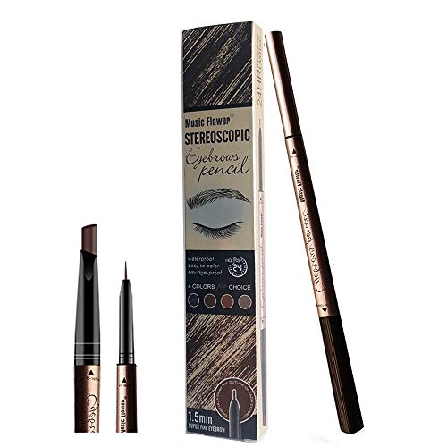 Lápiz de Cejas Resistente al Agua, Lapiz de Cejas con Tatuaje, Diferentes Formas de Lápiz de Cejas en Ambos Extremos, Utilizado Para el Maquillaje de Ojos (Marrón Oscuro)