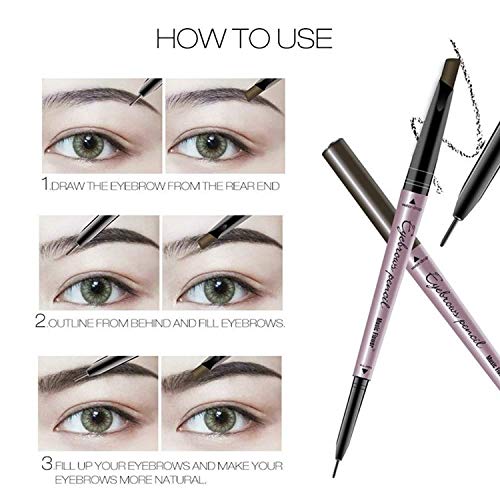 Lápiz de Cejas Resistente al Agua, Lapiz de Cejas con Tatuaje, Diferentes Formas de Lápiz de Cejas en Ambos Extremos, Utilizado Para el Maquillaje de Ojos (Marrón Oscuro)