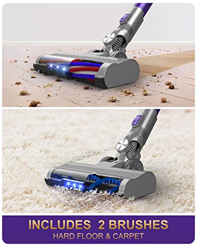 Laresar Aspiradora Escoba sin Cable, 380 W, 26000pa Aspirador sin Cable, 2600 mAh batería extraíble, hasta 30 min, HEPA Filtro, LED Cepillo Electrico, para Casa & Mascotas (Elite 1-X)