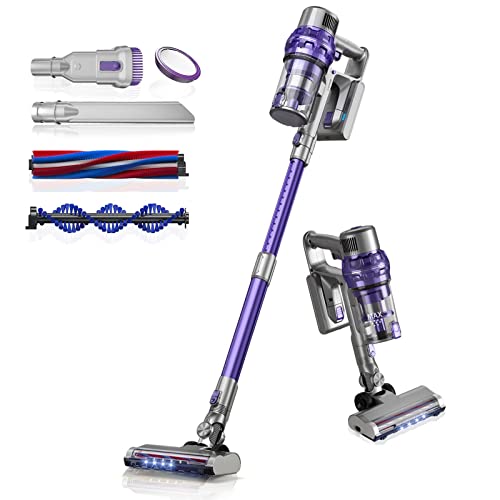 Laresar Aspiradora Escoba sin Cable, 380 W, 26000pa Aspirador sin Cable, 2600 mAh batería extraíble, hasta 30 min, HEPA Filtro, LED Cepillo Electrico, para Casa & Mascotas (Elite 1-X)