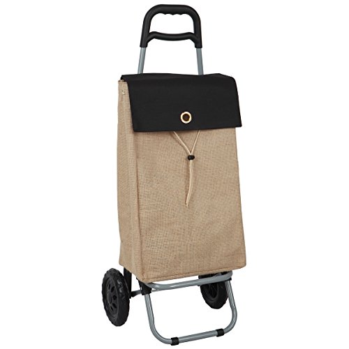 Laroom Carro Compra con Bolsillo diseño Nature37 litros, Jute, Marrón, 35x28x92 cm