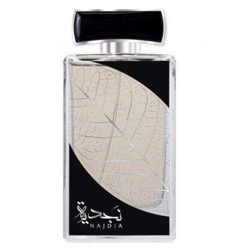 Lattafa - Najdia Silver - Perfume EDP árabe almizcle, cítrico, fresco, spray, 100 ml