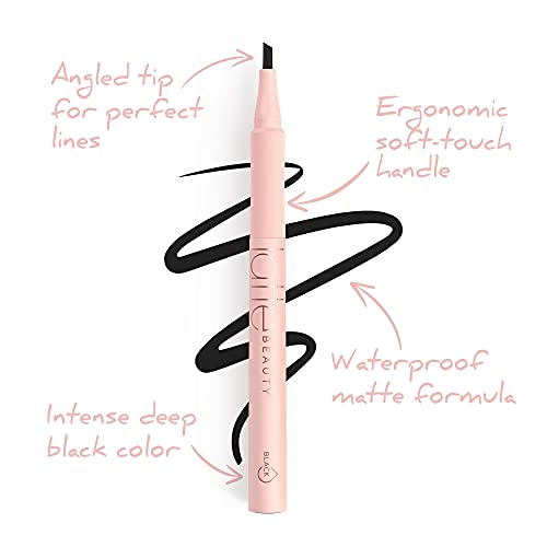Latte Beauty Cat's eyes delineador de ojos con punta de fieltro en ángulo (black) - delineador con una punta de fieltro fina, media o gruesa que dura mucho tiempo, sin manchas