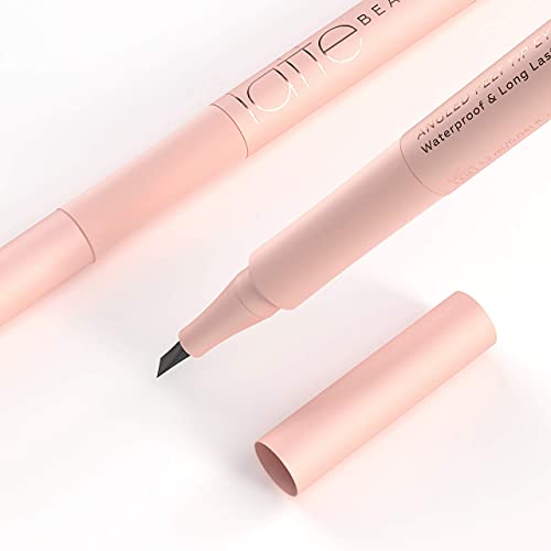 Latte Beauty Cat's eyes delineador de ojos con punta de fieltro en ángulo (black) - delineador con una punta de fieltro fina, media o gruesa que dura mucho tiempo, sin manchas