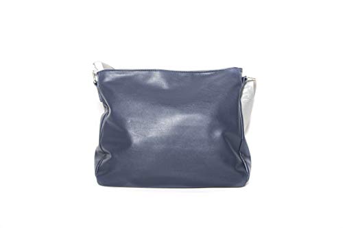 Laura Biagiotti - Bolso de piel sintética con correa ajustable para el hombro de la línea Rivera LB20S-104-2 colores: blanco/amarillo-cemento-azul