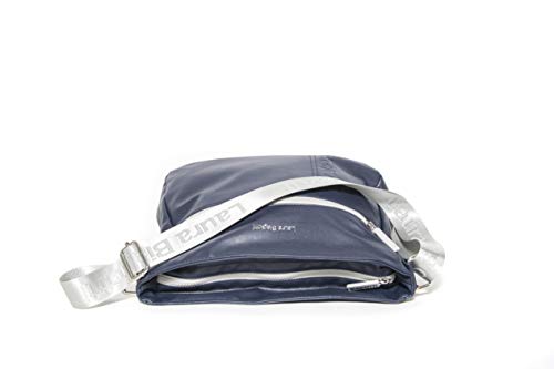 Laura Biagiotti - Bolso de piel sintética con correa ajustable para el hombro de la línea Rivera LB20S-104-2 colores: blanco/amarillo-cemento-azul