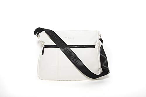 Laura Biagiotti - Bolso de piel sintética con correa ajustable para el hombro de la línea Rivera LB20S-104-2 colores: blanco/amarillo-cemento-azul