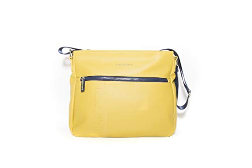 Laura Biagiotti - Bolso de piel sintética con correa ajustable para el hombro de la línea Rivera LB20S-104-2 colores: blanco/amarillo-cemento-azul