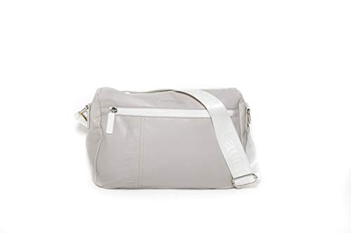 Laura Biagiotti Bolso de piel sintética con correa ajustable para el hombro, línea Rivera LB20S-104-4, colores: blanco, amarillo, cemento-azul