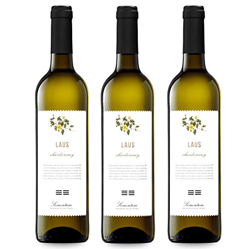 LAUS - Estuche de Vino 3 Botellas Chardonnay - Vino Blanco - Denominación de Origen Somontano - 3 Botellas de 75 cl - Elaborado con Variedad Chardonnay - Aroma Frutal