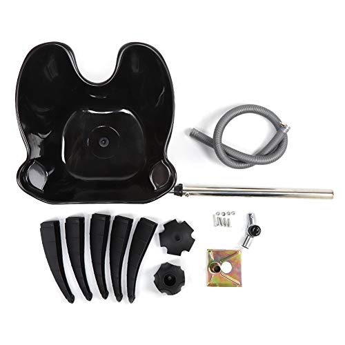 Lavabo para champú, lavabo de peluquería, lavabo de acero inoxidable, lavabo de barbería ajustable, práctico instalaiton y uso de soporte para lavado de espalda, color negro