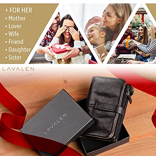 💎 Lavalen® Cartera Cuero Mujer Joven Monedero Piel Auténtica Suave Tarjetero de Gran Capacidad con Sistema Antirrobo RFID Billetera Hecha a Mano Perfecta para Regalo.