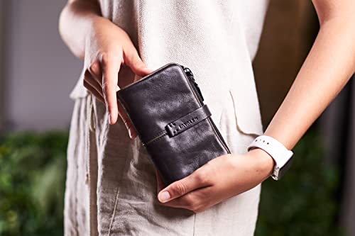💎 Lavalen® Cartera Cuero Mujer Joven Monedero Piel Auténtica Suave Tarjetero de Gran Capacidad con Sistema Antirrobo RFID Billetera Hecha a Mano Perfecta para Regalo.